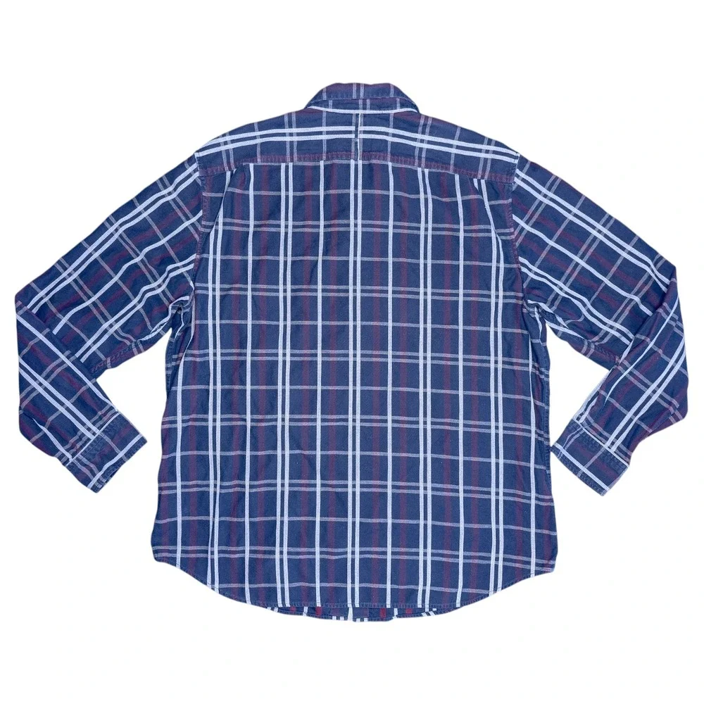 Banana‎ Republic Luxe Flannel Men's XL Blue Plaid Camden Fit Button Down Shirt